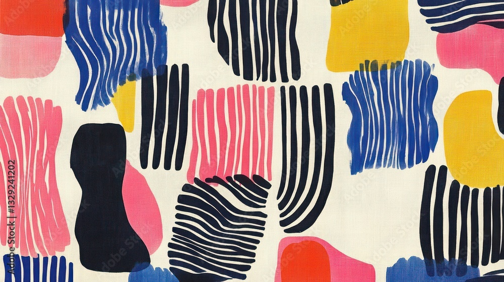 Poster abstract colorful pattern with stripes and shapes.