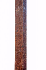 Rusty steel beam from metal stock isolated on white background.