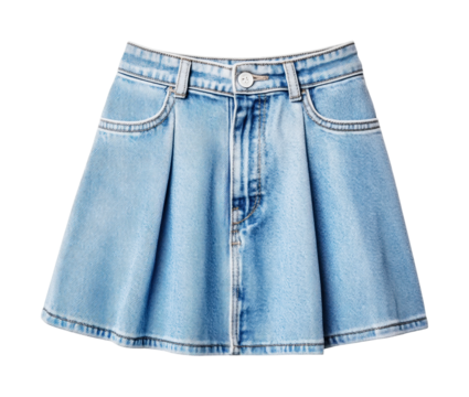 Stylish light blue denim skirt with pocket and button details for casual wear, cut out