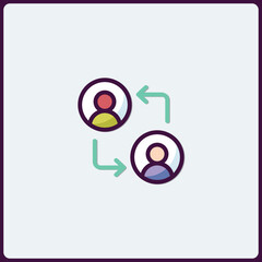 Stylized People Exchange Icon Depicting Interaction and Communication Flow
