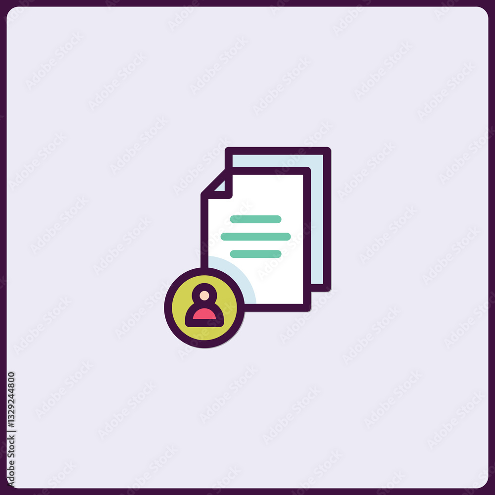 Poster digital user profile with paper sheet icon for account information security