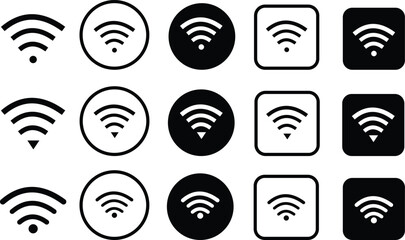 Wifi icon set. Free sign isolated icon. wi-fi network . Public wifi area solid signs. icons wireless internet signal element flat symbols, an internet connection that enable remote internet access.