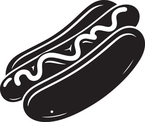 Hot dog silhouette vector art illustration. Hot dog vector icon.