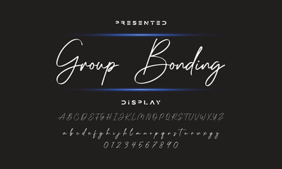 Hand drawn calligraphic vector monoline font. Distress signature letters. Modern script calligraphy type. ABC typography latin signature alphabet.