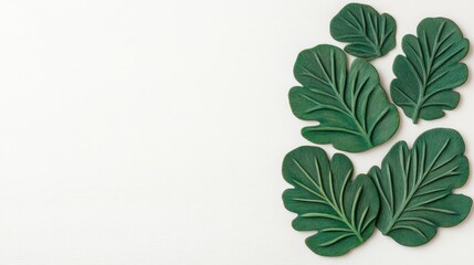 Obraz premium Green tropical monstera leaves minimalistic botanical composition isolated on white background for nature lovers plant design aesthetics and stock photo use