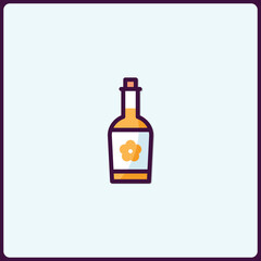 Aromatherapy Essential Oil Bottle Icon with Floral Label Design
