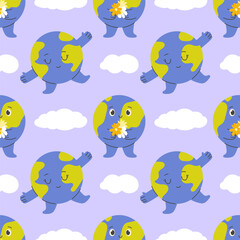 Naklejka premium International Mother's Day earth seamless pattern