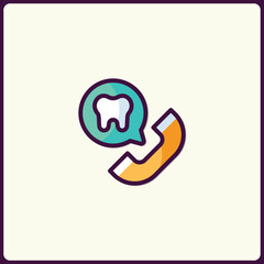 Dental care appointment concept icon with tooth and telephone handset