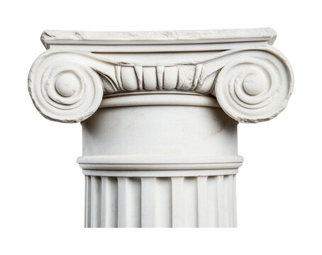 Classical ionic column capital with fluted design and ornamental scrolls, cut out