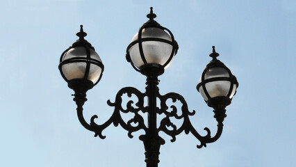 Closeup of an old urban street lantern
