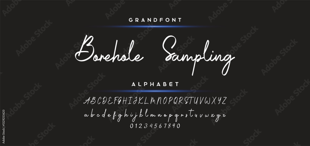 Fototapete Hand drawn calligraphic vector monoline font. Distress signature letters. Modern script calligraphy type. ABC typography latin signature alphabet.