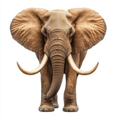 Obraz premium Pixelated African Elephant Detailed Beige and Brown Mammal on White