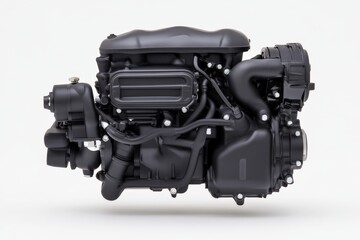 Fototapeta premium High performance automotive black turbocharged engine with intricate mechanical design highlighting modern car technology engineering efficiency and motor vehicle advancements