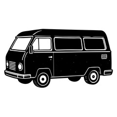 Van black silhouette vector, Simple silhouette Design vector icon with white background. Transport vector illustration 