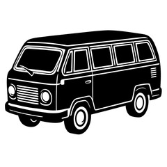 Van black silhouette vector, Simple silhouette Design vector icon with white background. Transport vector illustration 