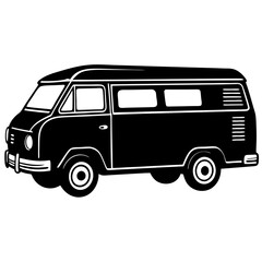 Van black silhouette vector, Simple silhouette Design vector icon with white background. Transport vector illustration 