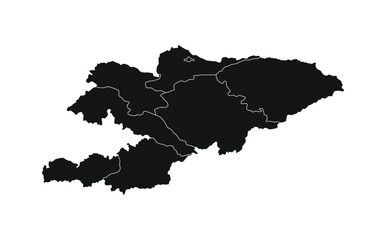 Kyrgyzstan Map vector icon. Map of Kyrgyzstan Black Silhouette.