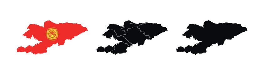 Fototapeta premium Kyrgyzstan Map vector icon. Map of Kyrgyzstan various styles.