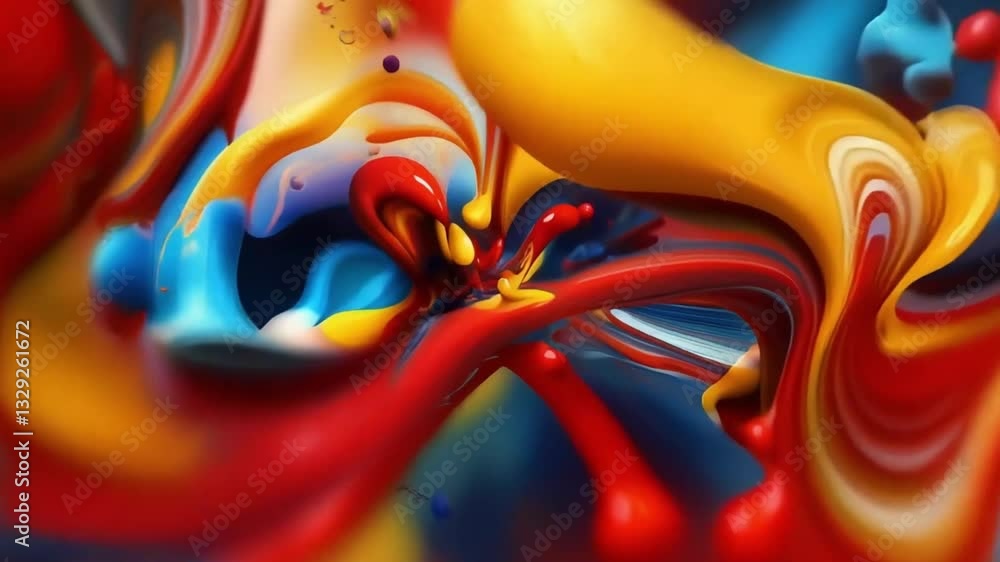 Poster colorful abstract design flowing with vibrant paint splashes in a dynamic display of creativity and 