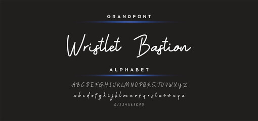 Hand drawn calligraphic vector monoline font. Distress signature letters. Modern script calligraphy type. ABC typography latin signature alphabet.