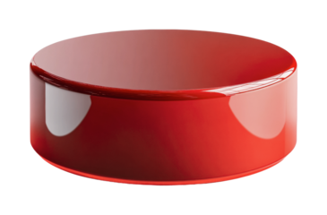 Glossy red cylinder shape with reflective surface, cut out
