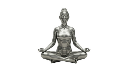 Isolated Silver Woman in Yoga Position