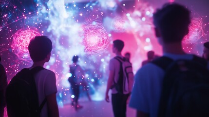 classroom of students in a quantum metaverse environment