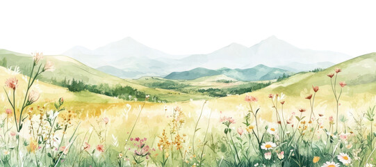 PNG Nature in Watercolor flowers nature meadow.
