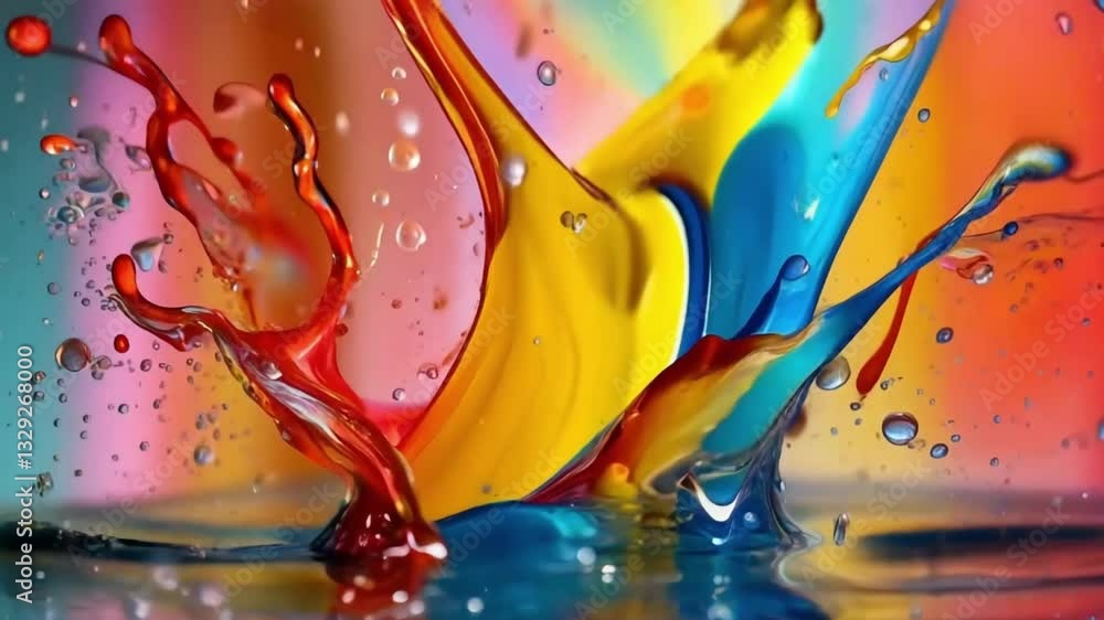 Poster colorful splashes of paint create vibrant patterns in artistic backdrop showcasing creativity and en