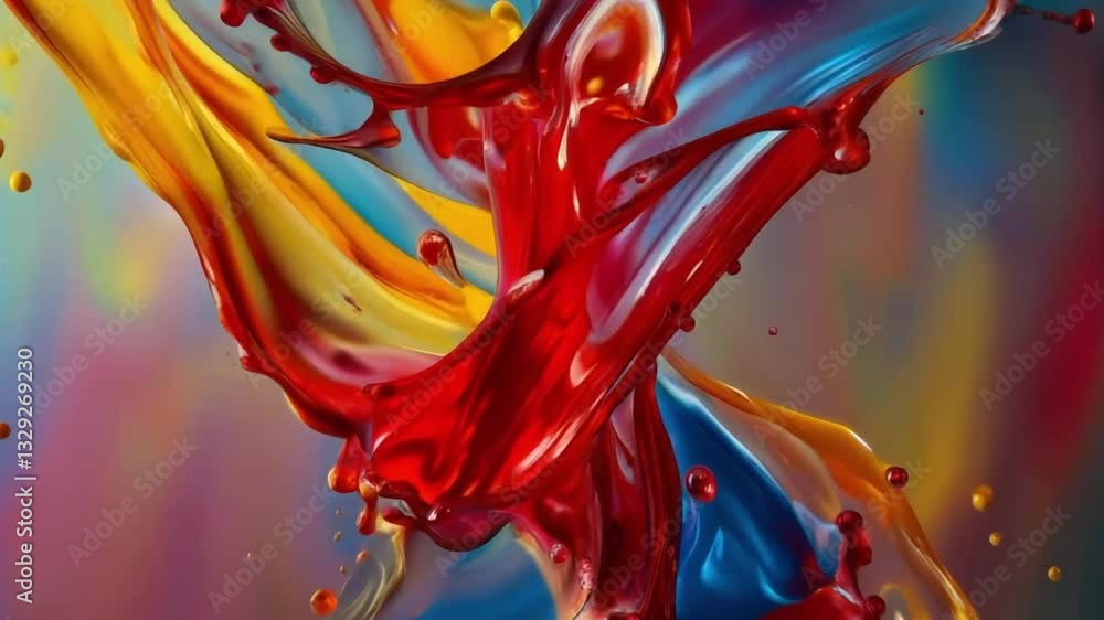 Poster bright and vibrant splash of colors creates an abstract form full of energy in a dynamic background