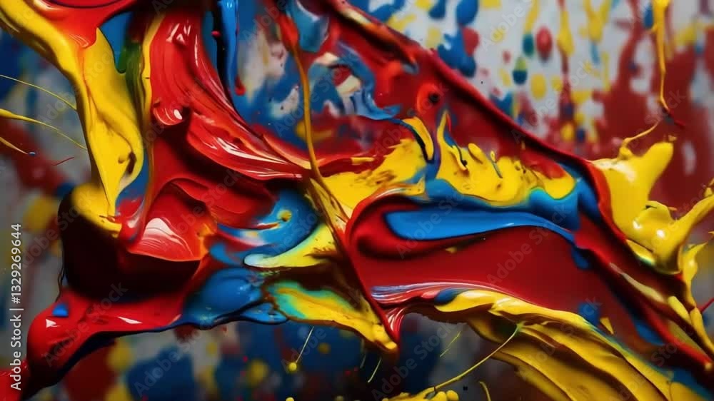 Poster vibrant paint splashes create dynamic abstract art in a modern business workspace setting