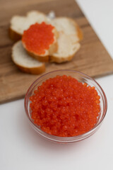 caviar on a plate sandwich with caviar salmon caviar close-up