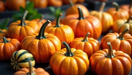 Vibrant squash, autumn harvest, colorful display, bright, vegetables, texture
