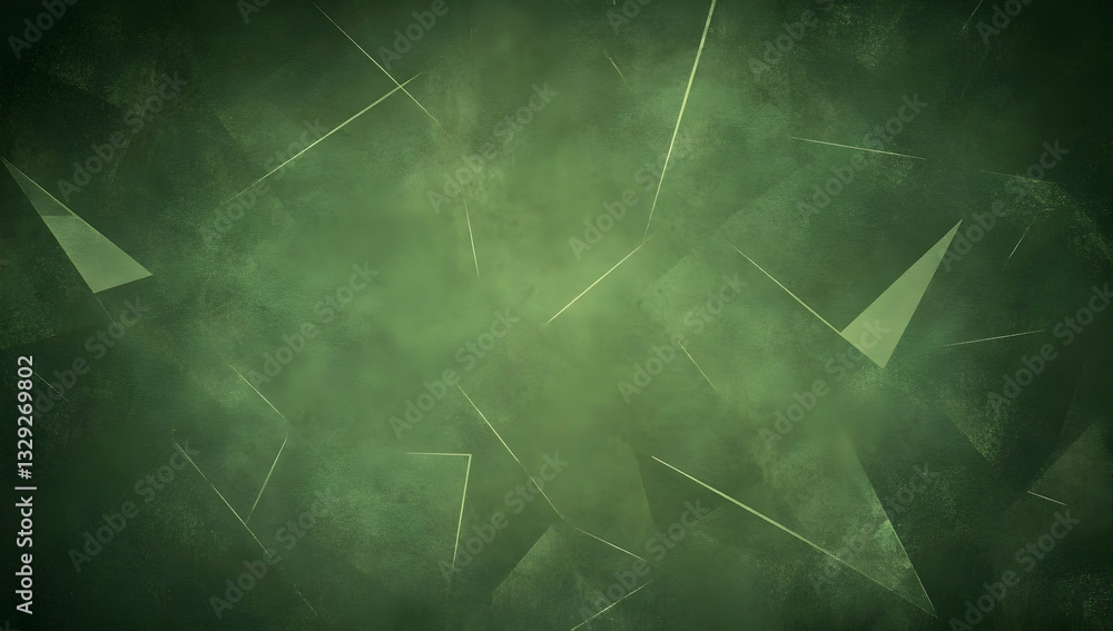 Aufkleber abstract green background with low-poly triangles and bokeh lights