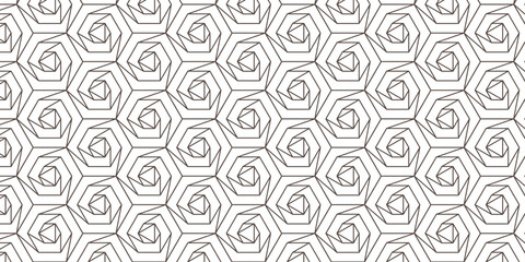 Abstract Geometric Hexagon Rose Pattern, Seamless Line Art Hexagonal Floral Texture