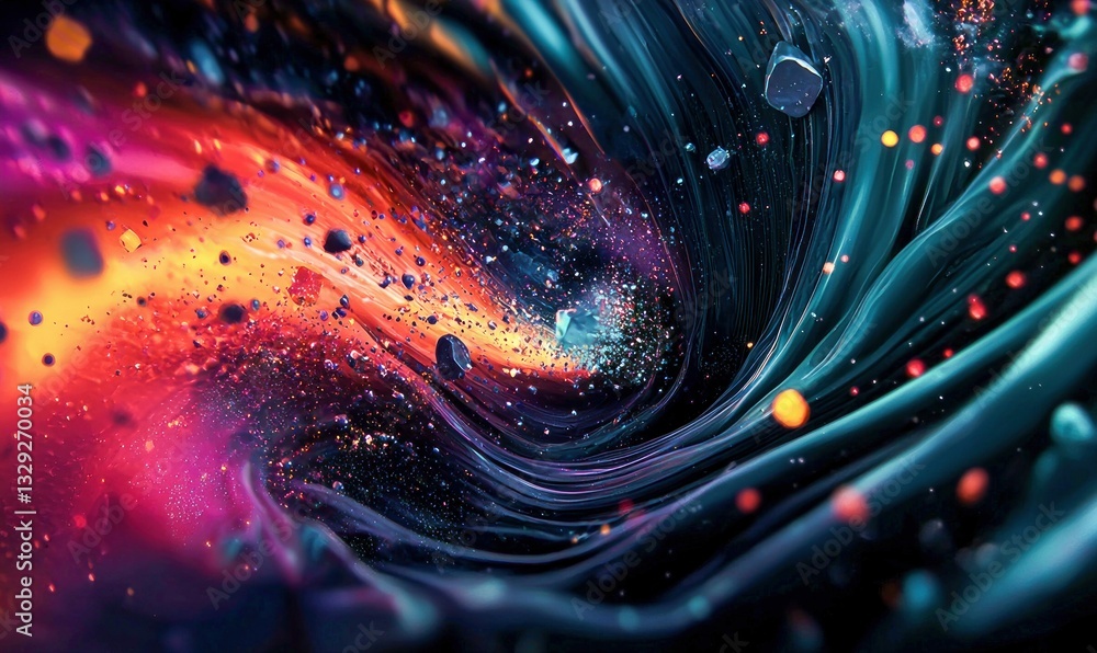 Poster a mesmerizing swirl of cosmic dust and energy creates an abstract representation of the universe.