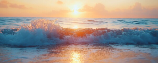 Fototapeta premium A calming ocean wave crashing onto the shore, representing inner peace