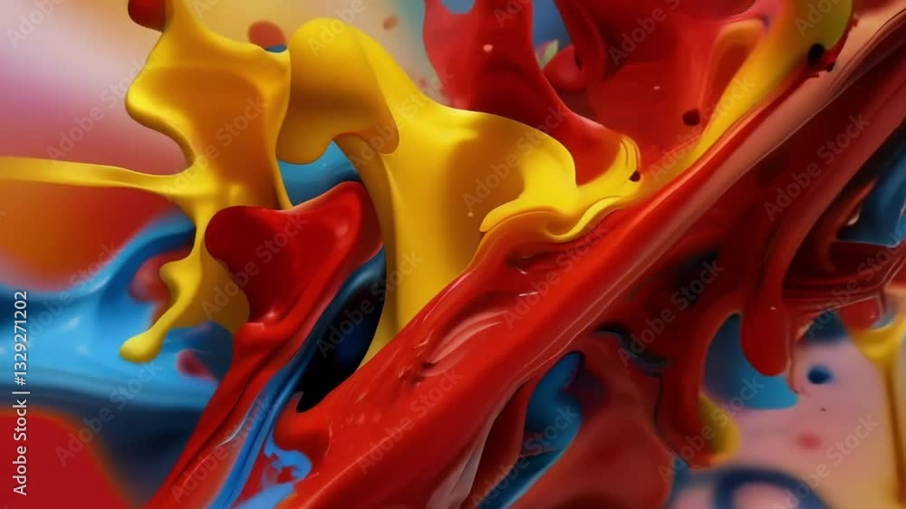 Poster vibrant splashes of color create dynamic abstract visuals in a fluid background setting that captiva