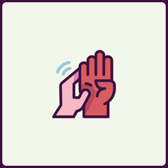 Obraz premium Digital contact concept with hand icon and interaction illustration