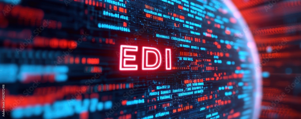 Poster electronic data interchange concepts. a digital representation featuring the acronym 