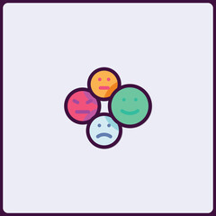 Colorful Emotion Expression Icons Depicting Happy, Sad, Angry, and Neutral Feelings