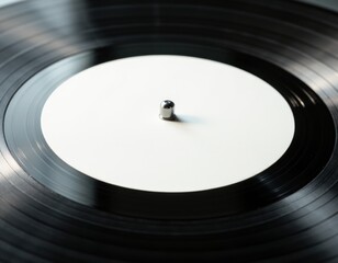 Blank vinyl record mockup on a turntable, perfect for album design.