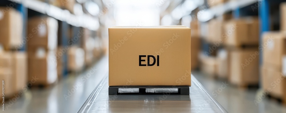 Poster electronic data interchange concepts. a cardboard box labeled 