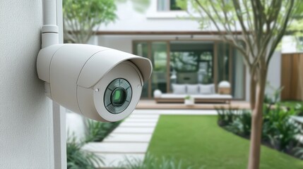 Wall-mounted security camera offering reliable surveillance and protection in a residential environment