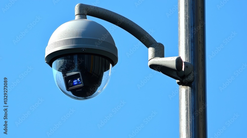 Poster sturdy security camera mounted on a pole for enhanced outdoor surveillance and monitoring coverage