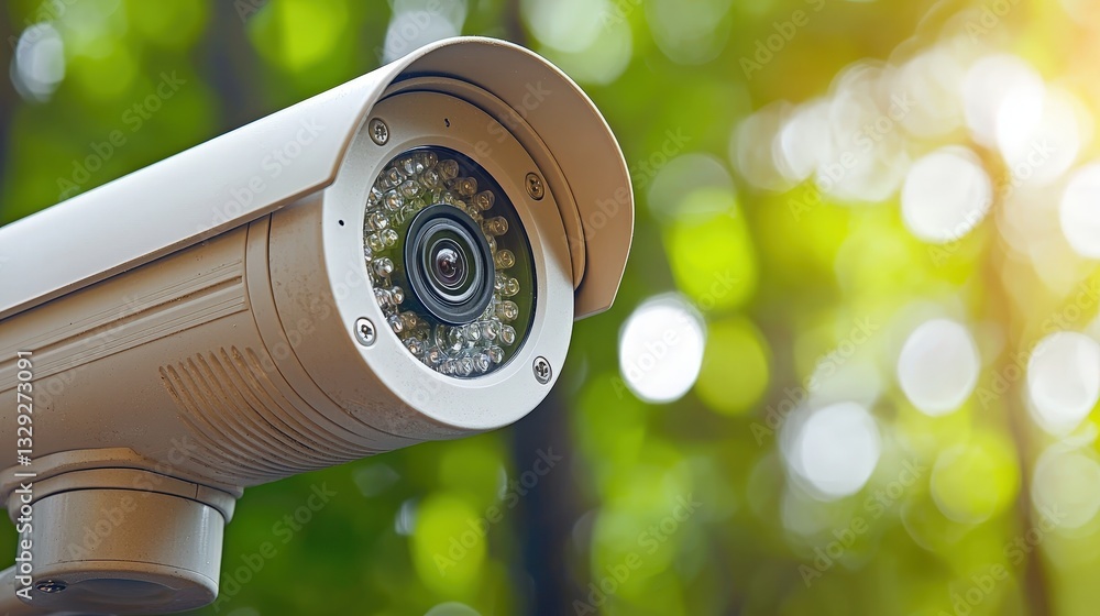 Poster high-definition security camera installed for surveillance in various public and private spaces