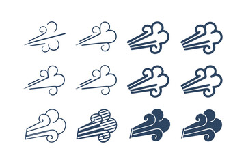 Hand Drawn Doodle Wind and Air Motion Sketch Set. Abstract Swirls, Smoke Flow, and Line Art Elements Vector Graphic Clipart Isolated Illustration