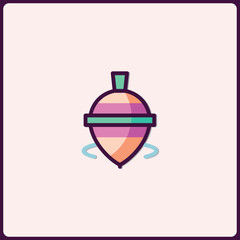 Stylized Spinning Top Icon in Pastel Colors for Nostalgic Design Projects