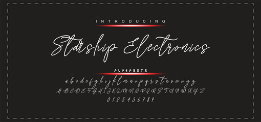 Hand drawn vector alphabet. Modern monoline signature script font. Elegant Signature Font. Best Alphabet Beautiful Calligraphy Signature Font