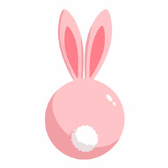 Fototapeta premium Cute bunny tail illustration on white background, playful design